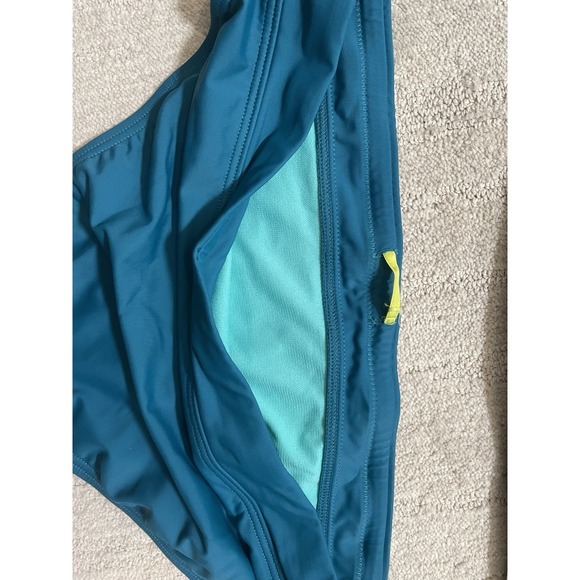 Title Nine Pele 2 Pc Swimsuit Striped Teal Bikini Strappy Top 32C/Sz M‎ Bottom - Picture 6 of 9